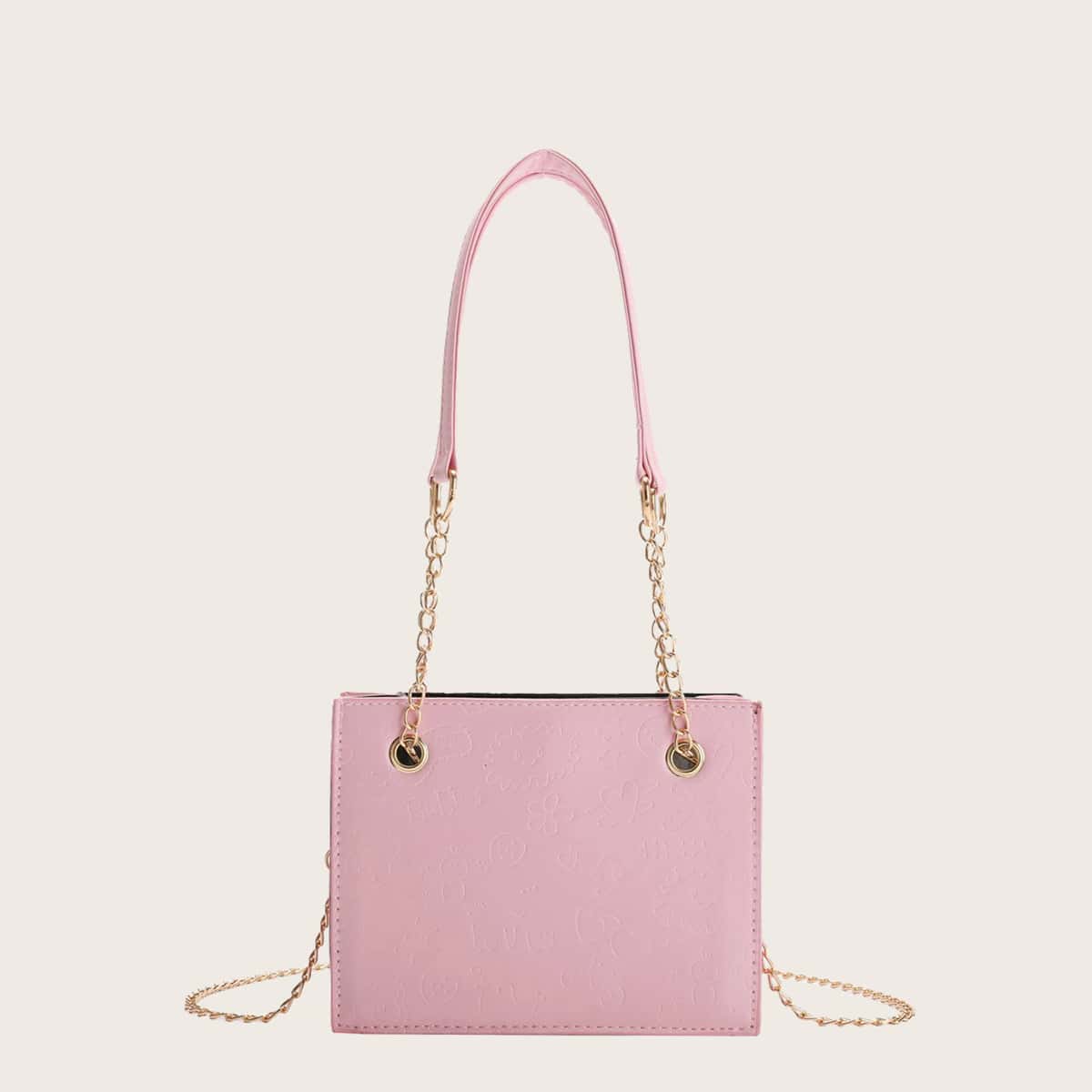 

Cartoon Embossed Crossbody Bag, Pink