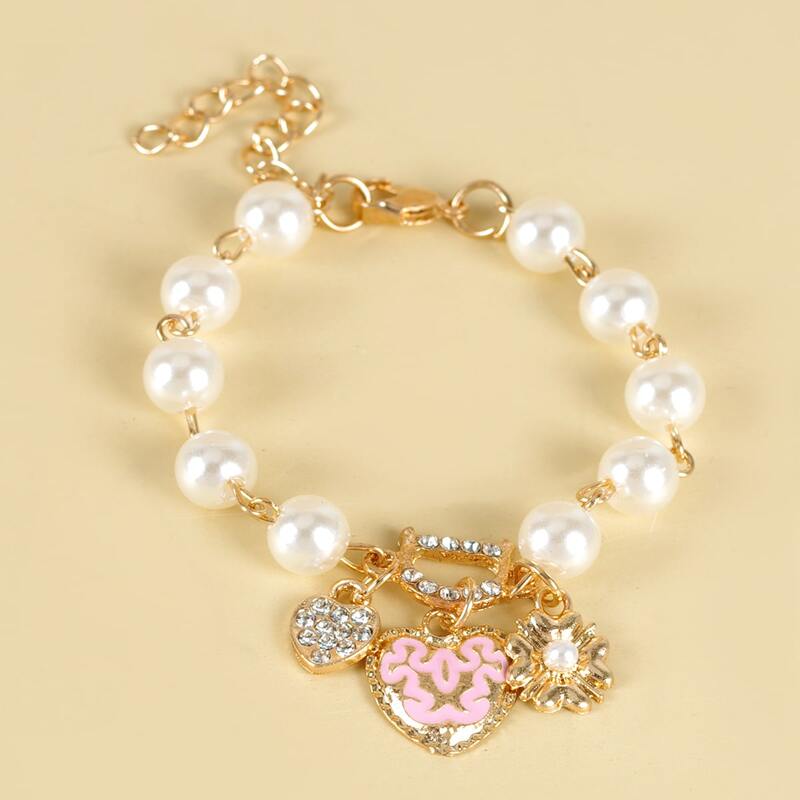 

Heart Rhinestone Bracelet, Gold