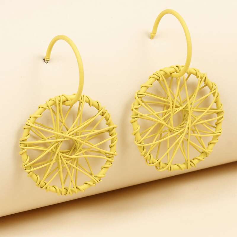 

Hollow Out Round Earrings, Yellow