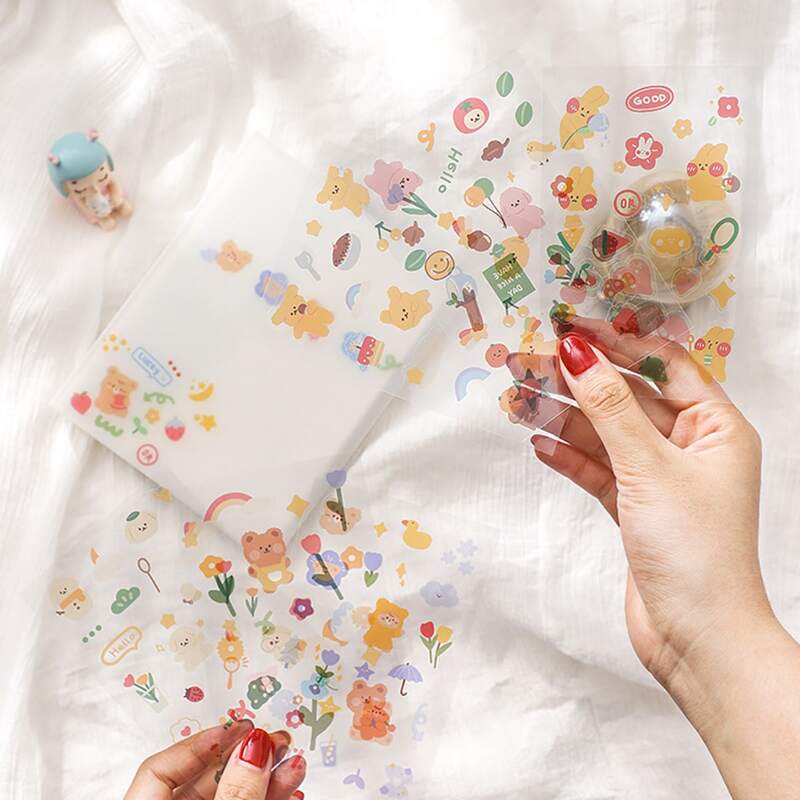 

3sheets Cartoon Graphic Random Sticker, Multicolor