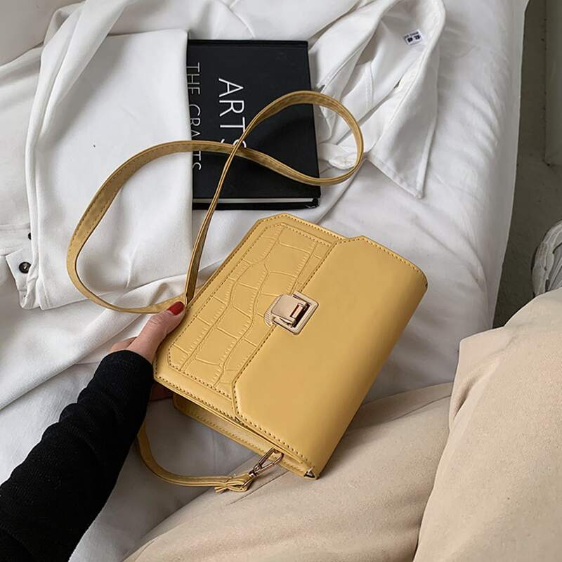 

Croc Embossed Square Crossbody Bag, Yellow