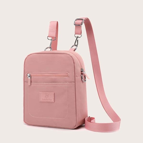 

Minimalist Zip-Front Backpack, Pink