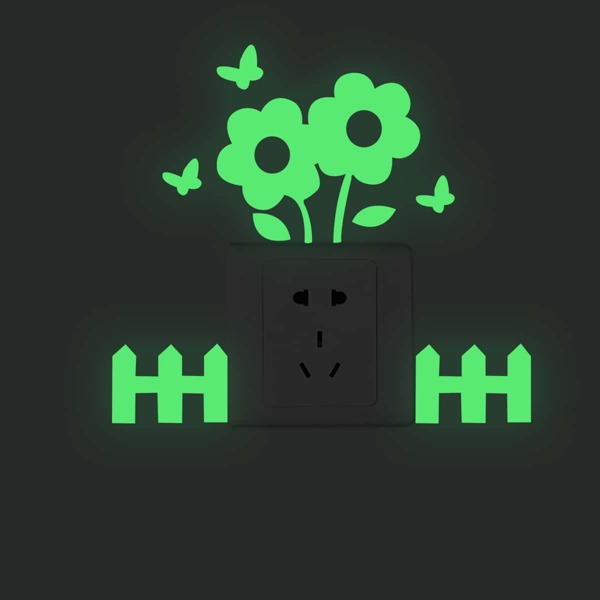 

Flower Print Glow Switch Sticker, Green
