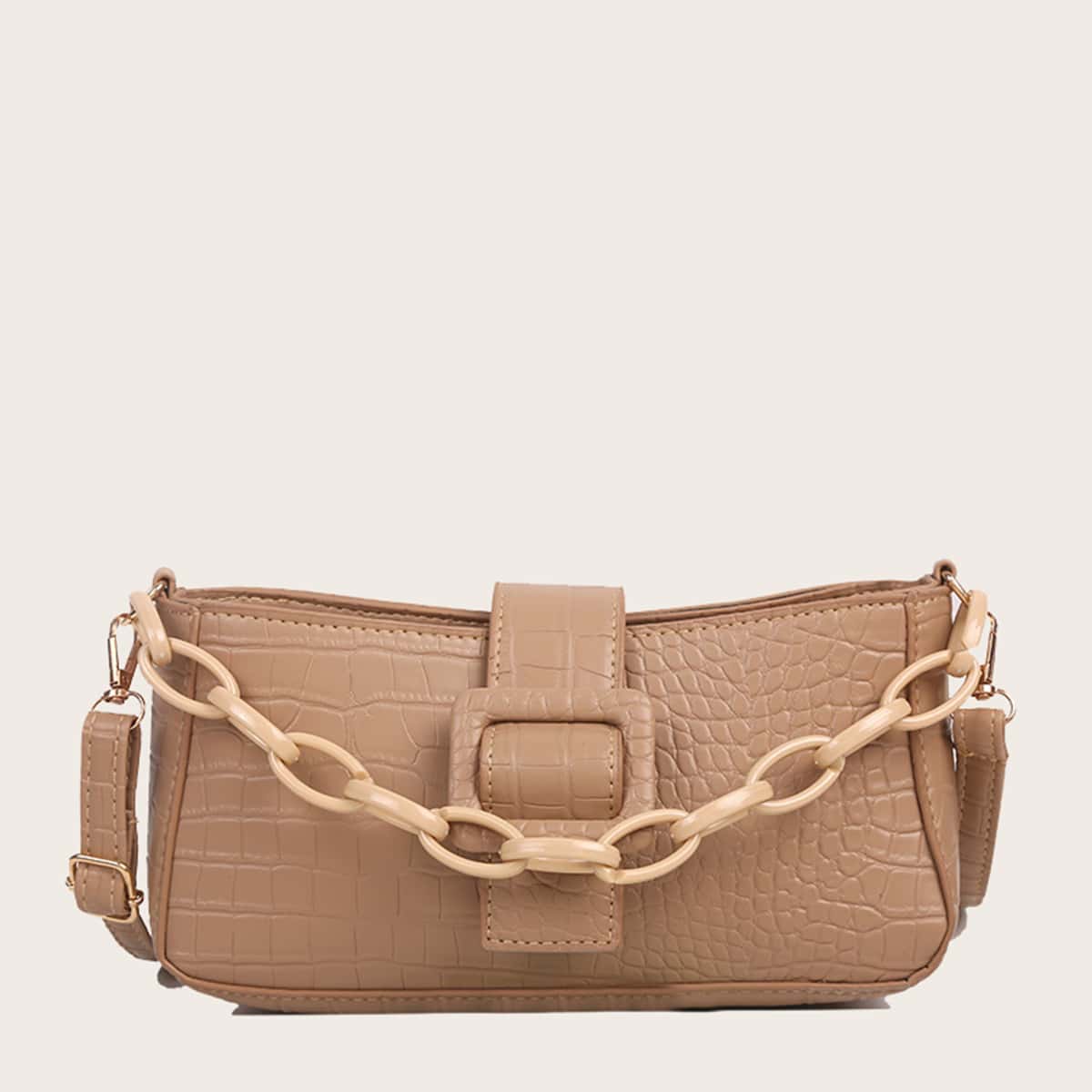 

Croc Embossed Crossbody Bag, Khaki
