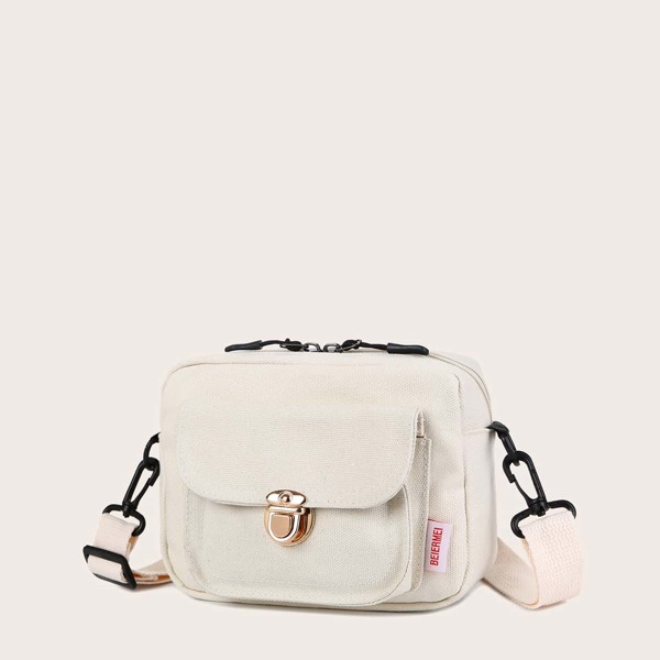 

Push Lock Minimalist Crossbody Bag, Beige