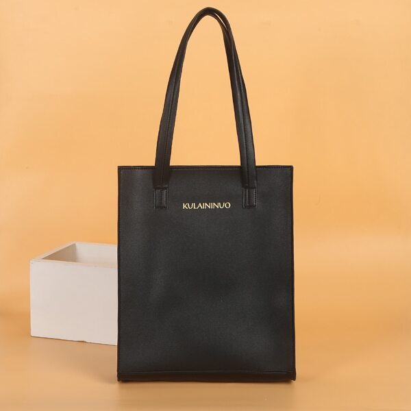 

Minimalist Letter Graphic Tote Bag, Black