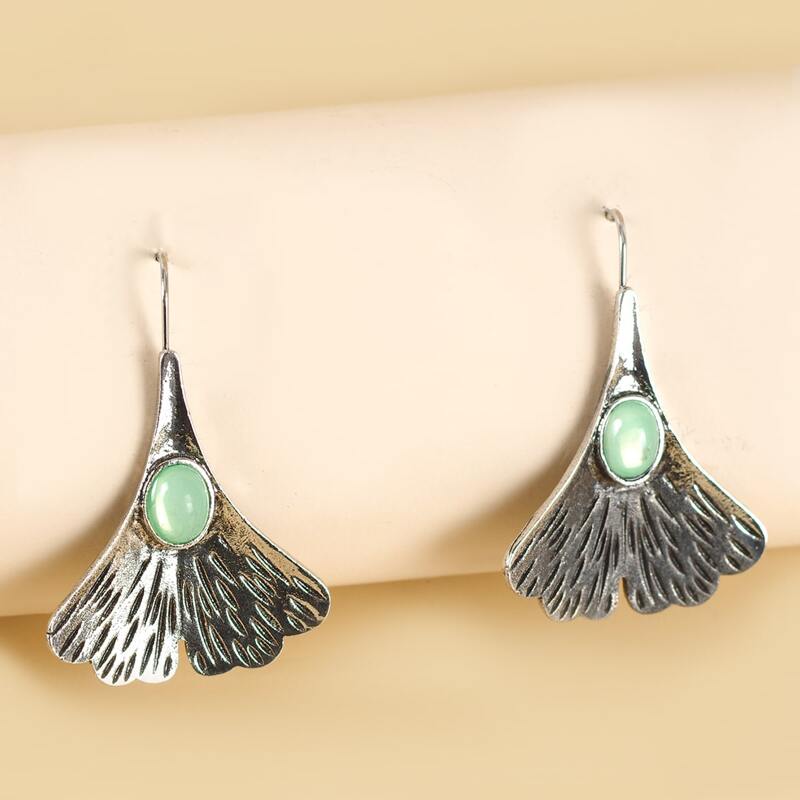 

Leaf Drop Earrings, Antique silver