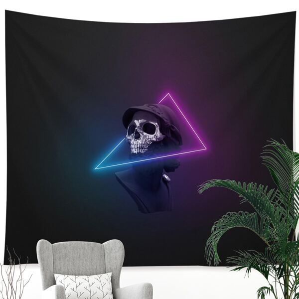 

Skull Print Tapestry, Multicolor