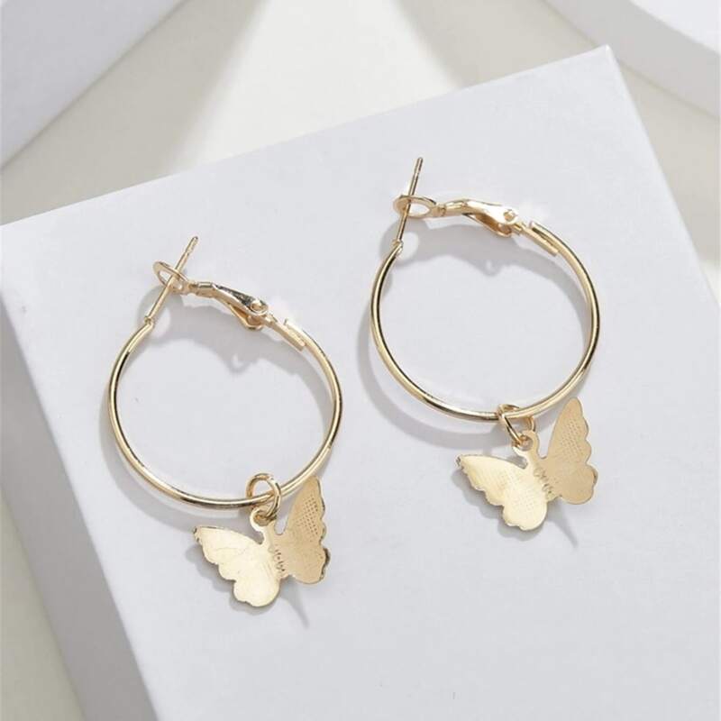 

Butterfly Ring Drop Earrings, Gold