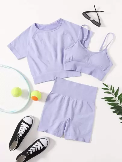 Одноцветный Спортивный комплектный костюм