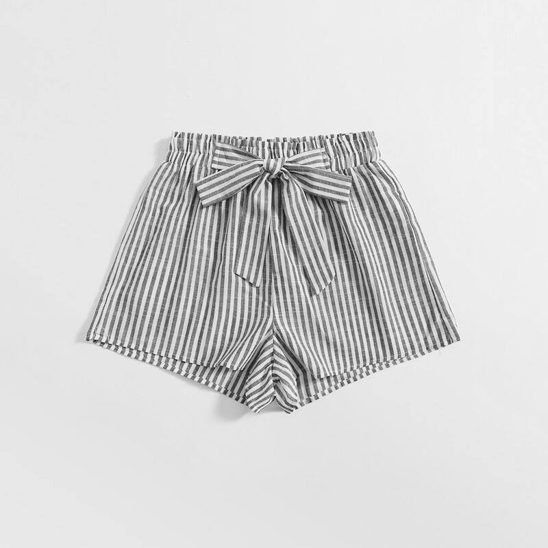 

Striped Belted Shorts, Multicolor