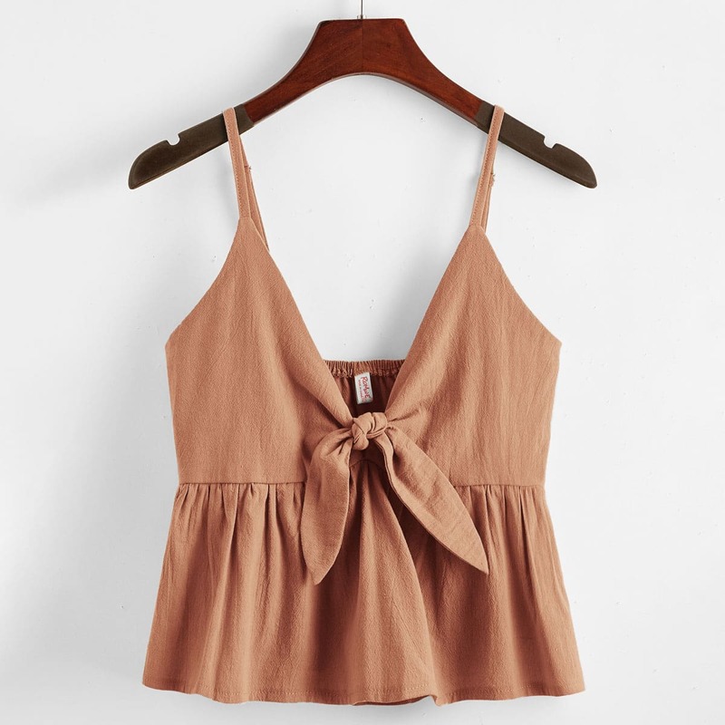 

Knot Front Babydoll Cami, Orange