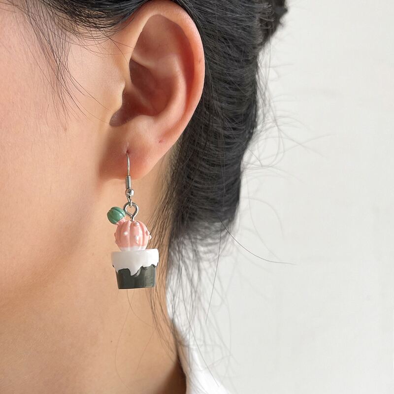 

Cactus Drop Earrings, Baby pink