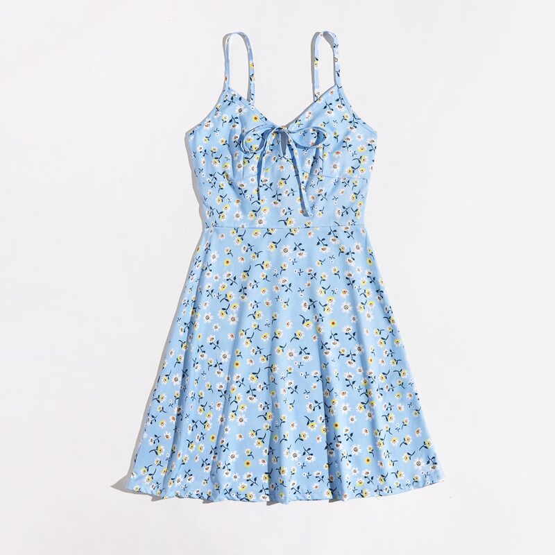 

Ditsy Floral Tie Front Cami Dress, Blue