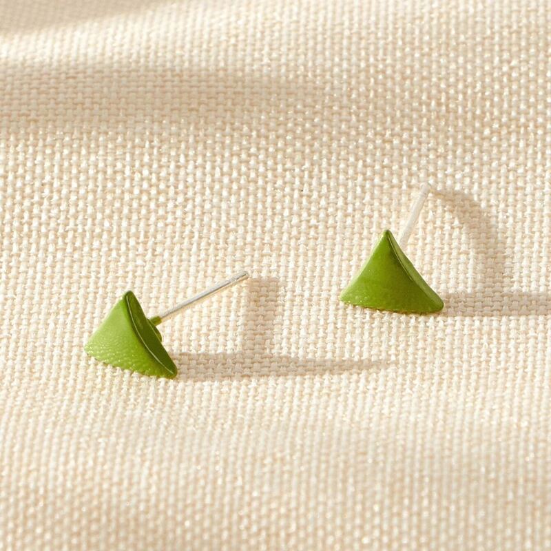 

Triangle Stud Earrings, Green