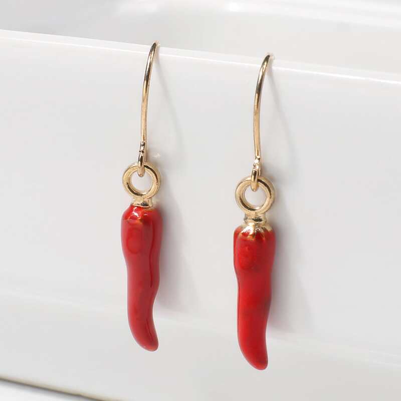 

Chili Drop Earrings, Red