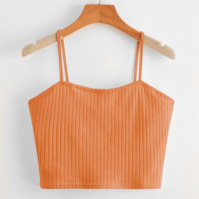 

Solid Ribbed Crop Cami, Orange
