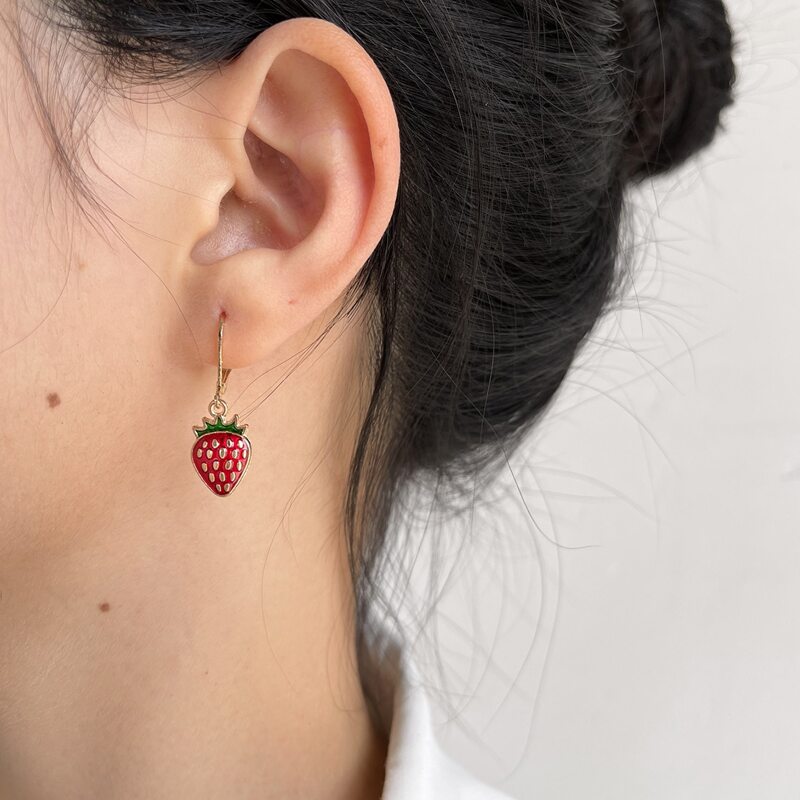 

Strawberry Drop Earrings, Red