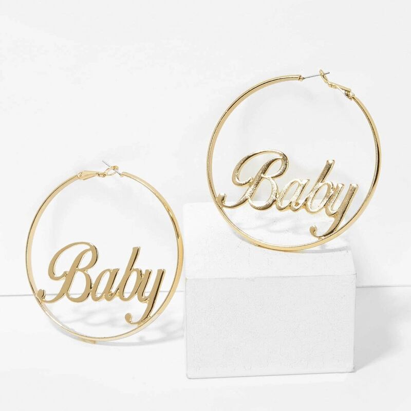 

Letter Hoop Earrings, Gold