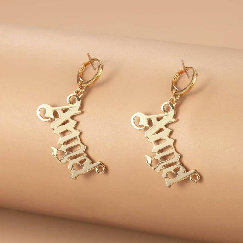 

Letter Angel Drop Earrings, Gold
