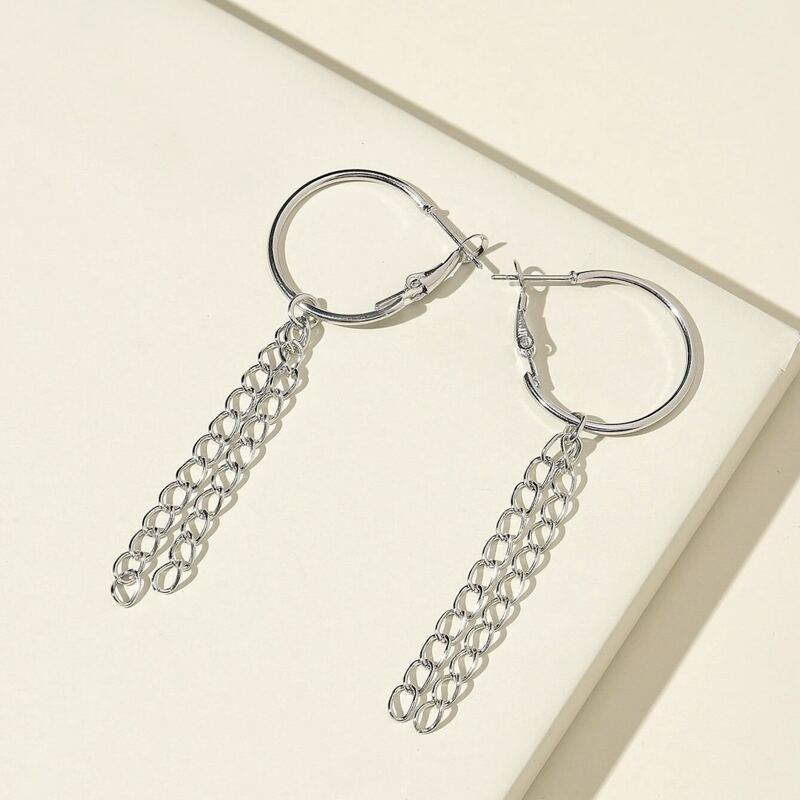 

Chain Tassel Drop Earrings, Silver