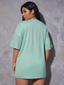 Plus Size Floral Drop Shoulder Tee