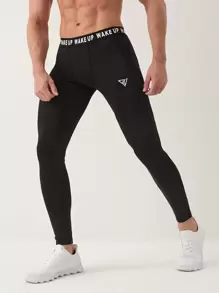 Manfinity Men Letter Taped Sports Tights