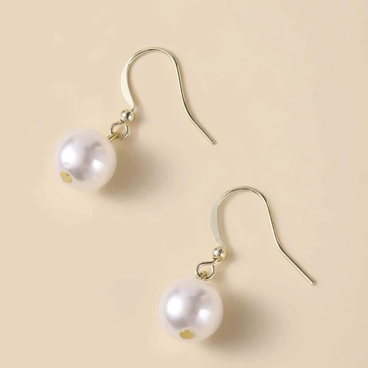 

Faux Pearl Drop Earrings, Gold