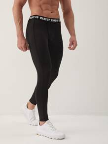 Manfinity Men Letter Taped Sports Tights