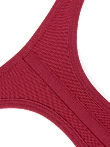 Wingslove Women Solid Color Zipper Sports Bra For Daily Workout - Burgundy - View 5