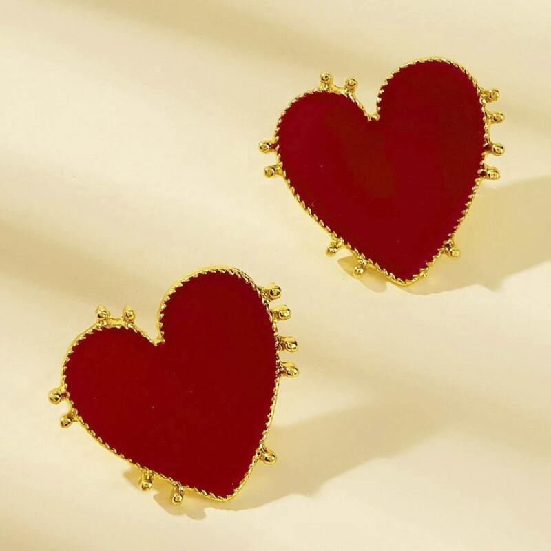 

Heart Stud Earrings, Red