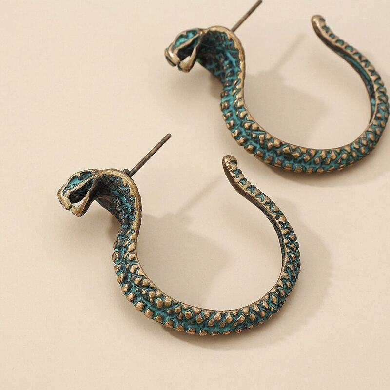 

Cobra Stud Earrings, Green