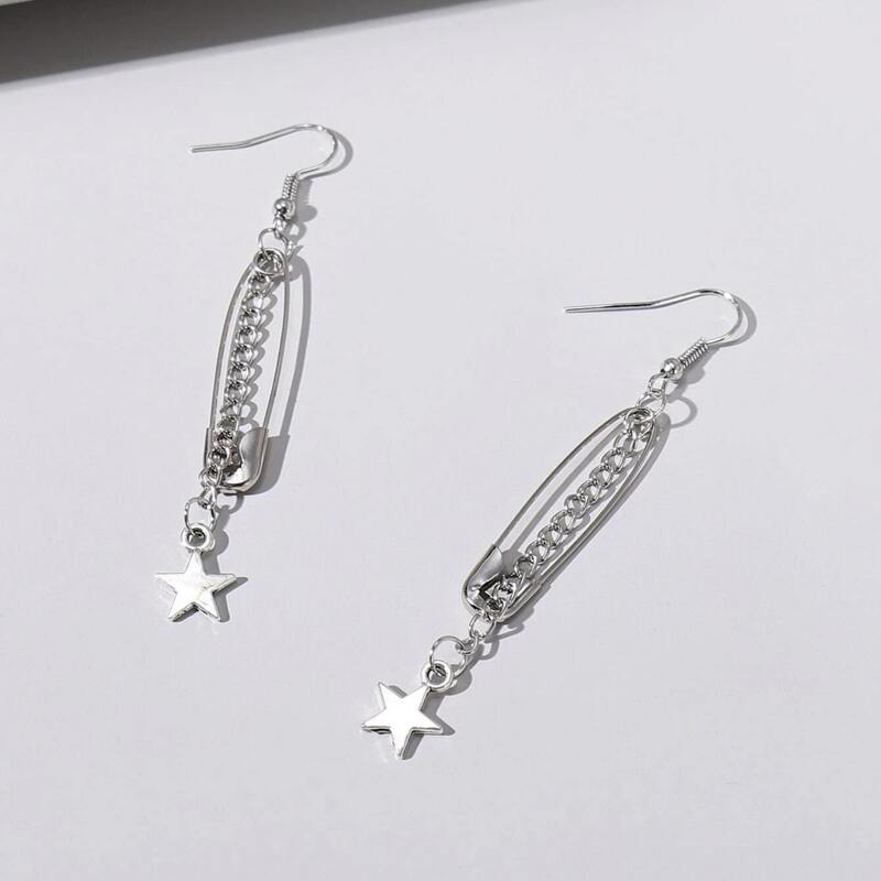 

Star & Pin Drop Earrings, Silver