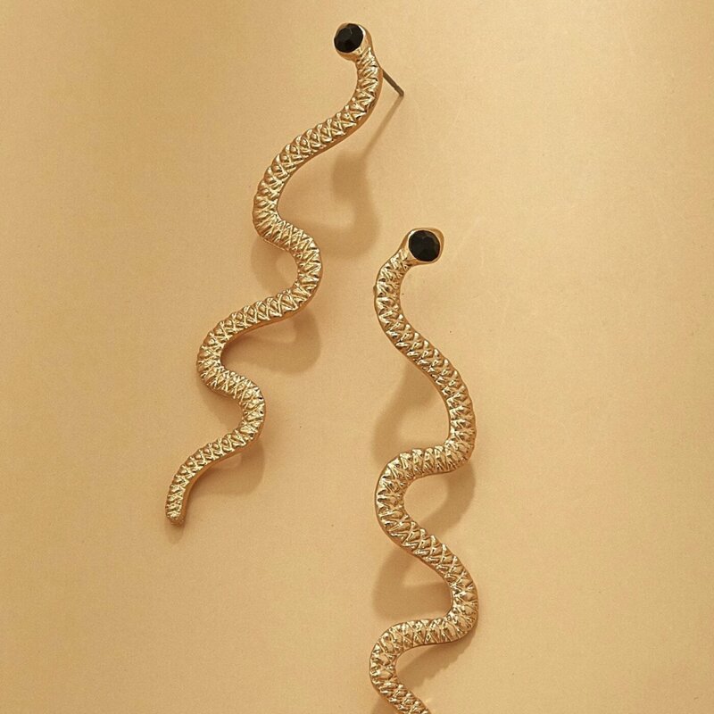 

Serpentine Drop Earrings, Gold
