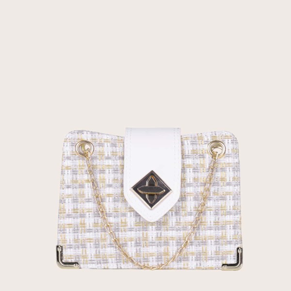 

Twist Lock Chain Shoulder Bag, White