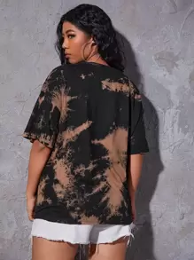 Flirla Plus Moon Graphic Tie Dye Tee - Multicolor - View 2