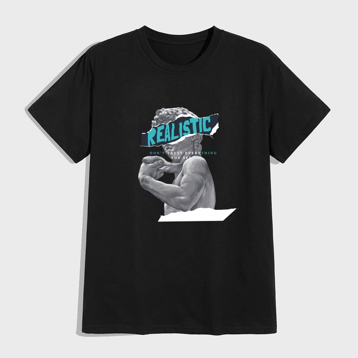

Guys Slogan Figure Graphic Tee, Black