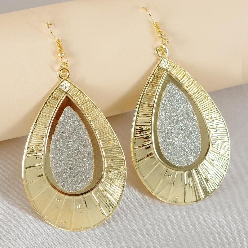 

Glitter Water Drop Earrings, Gold