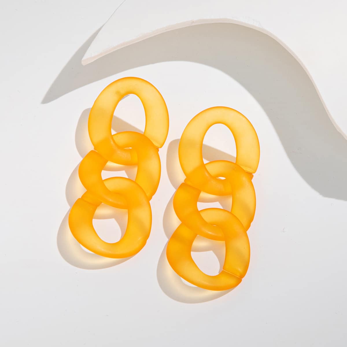 

Clear Chain Drop Earrings, Orange