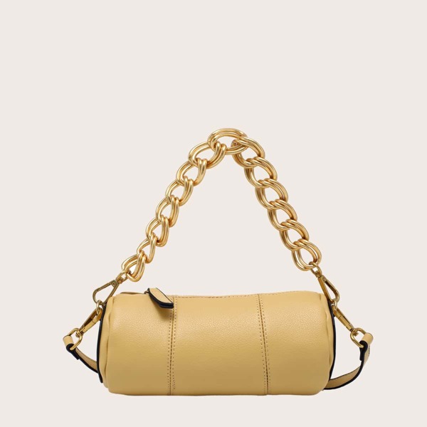 

Minimalist Chain Bucket Bag, Yellow