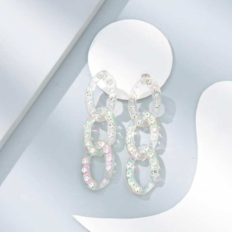 

Rhinestone Chain Drop Earrings, Clear
