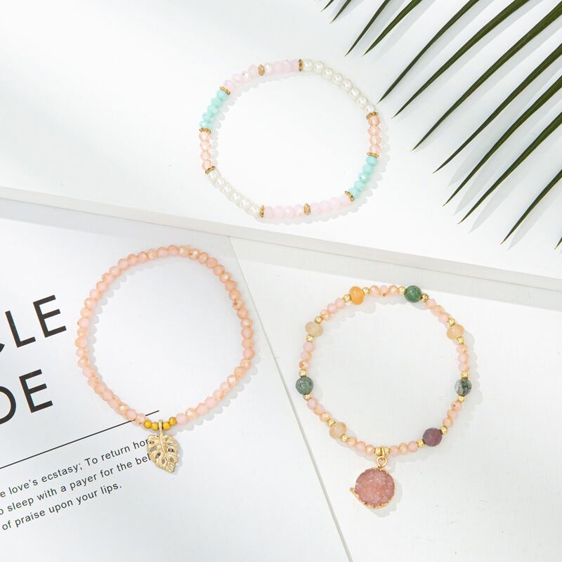 

3pcs Beaded Bracelet, Multicolor