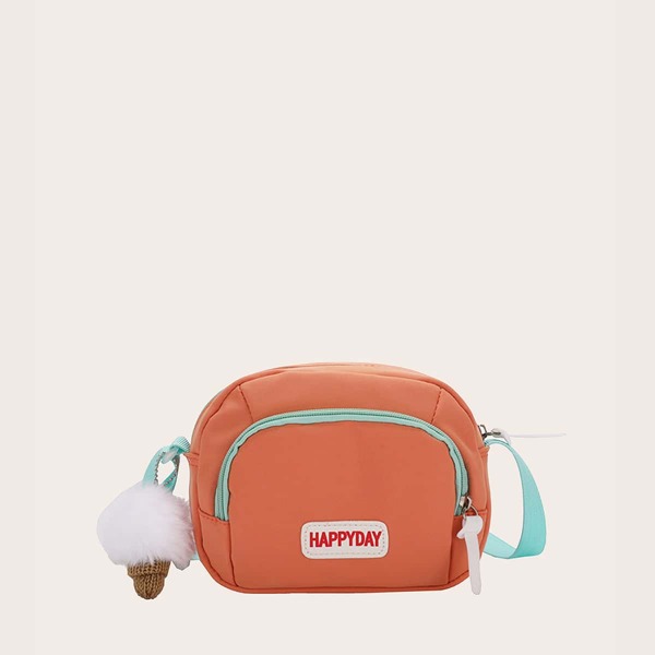 

Girls Letter Patch Crossbody Bag, Orange