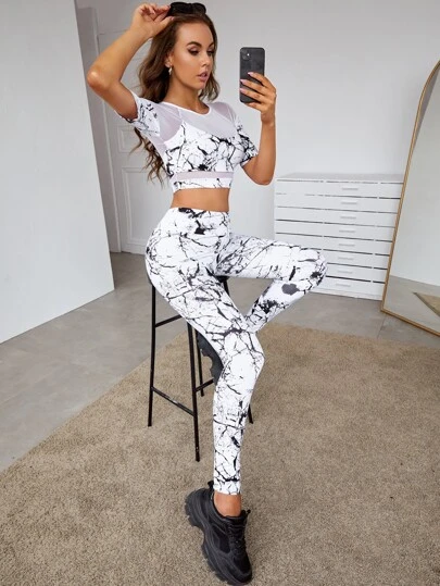 Контрастная сетка Мрамор Спортивный комплектный костюм