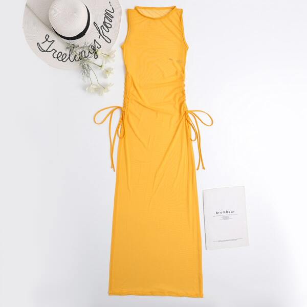 

Sheer Mesh Cover Up, Yellow