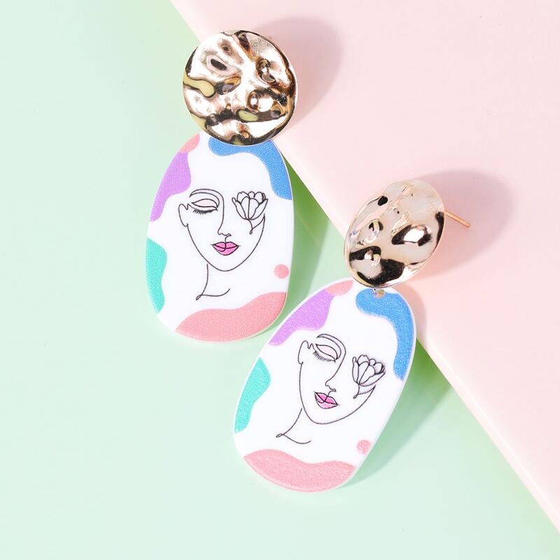 

Abstract Figure Dangle Earrings, Multicolor