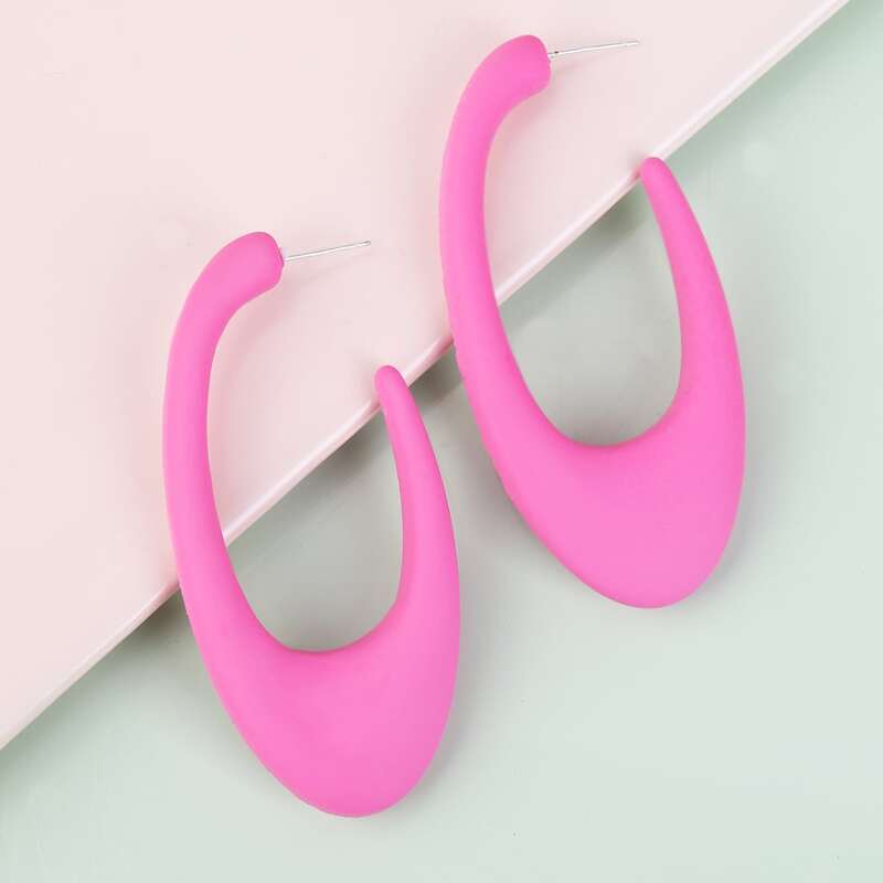 

Simple Charm Hoop Earrings, Hot pink