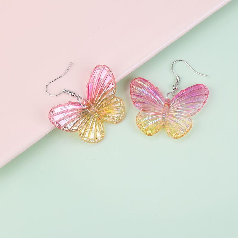 

Butterfly Drop Earrings, Pink