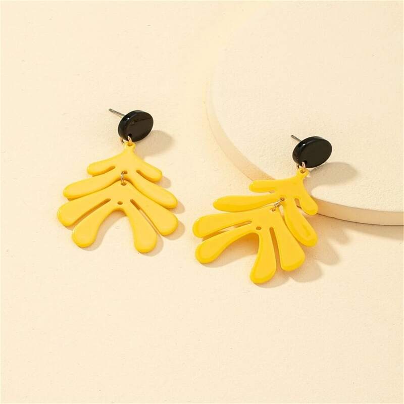 

Color Block Drop Earrings, Yellow