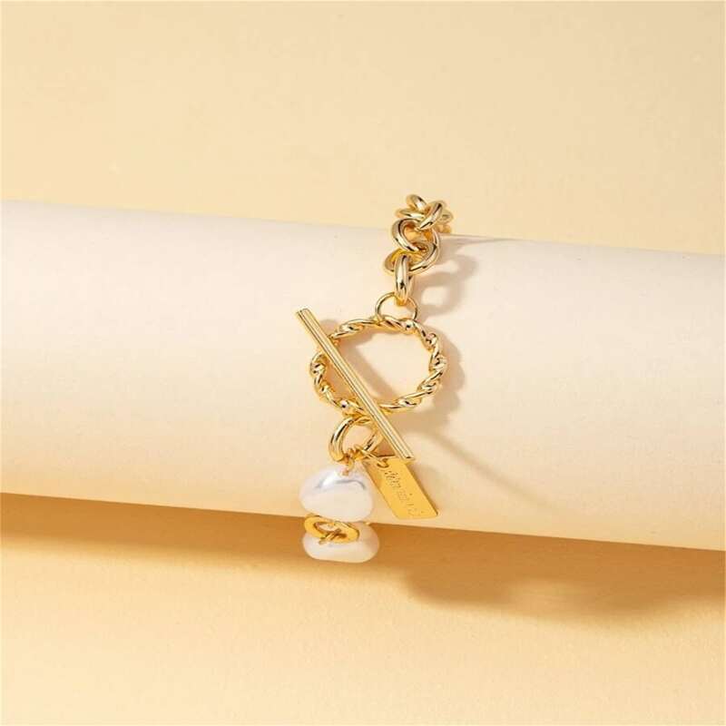 

Faux Pearl Chain Bracelet, Gold